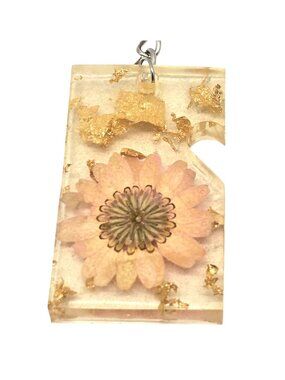 Pressed Flower Resin Keychain & Bottle Opener With Gold Foil Flakes Lightweight